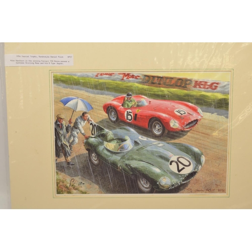 189 - Daniel Picot - 1954 Tourist Trophy Dundrod, print signed by Stirling Moss O.B.E., 19cm x 26.6cm and ... 