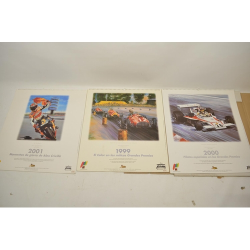 196 - Four Ferrari calendars, 1988; 1991; 1994; 1998; other car calendars Porsche, Nardi, Maserati, Fiat e... 