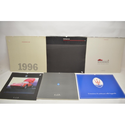 196 - Four Ferrari calendars, 1988; 1991; 1994; 1998; other car calendars Porsche, Nardi, Maserati, Fiat e... 