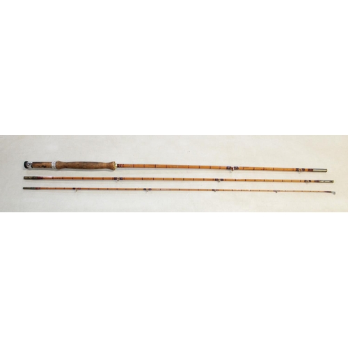 450 - Three vintage fishing rods. To include a three-section 10ft Alex Martin split cane fly rod, a Shakes... 