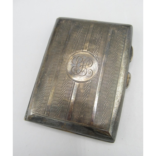 1131 - Hallmarked Sterling silver cigarette case, with initials CH engraved to front, and gilded interior, ... 