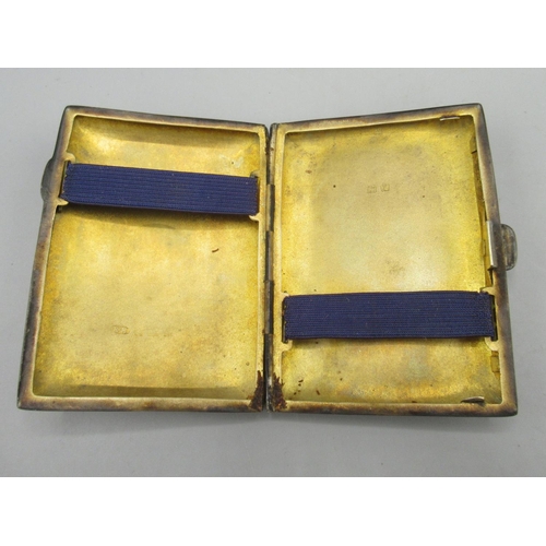 1131 - Hallmarked Sterling silver cigarette case, with initials CH engraved to front, and gilded interior, ... 