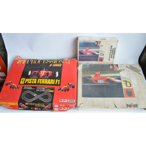 1203 - Collection of vintage Polistil 1/32 scale slot car racing track and cars, all in playworn condition,... 