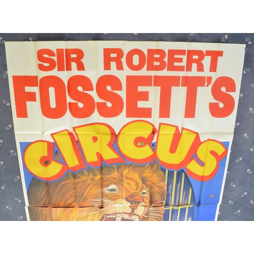 1 - Large four piece W.E.Berry billboard advertising poster for Sir Robert Fossett's Circus, overall siz... 