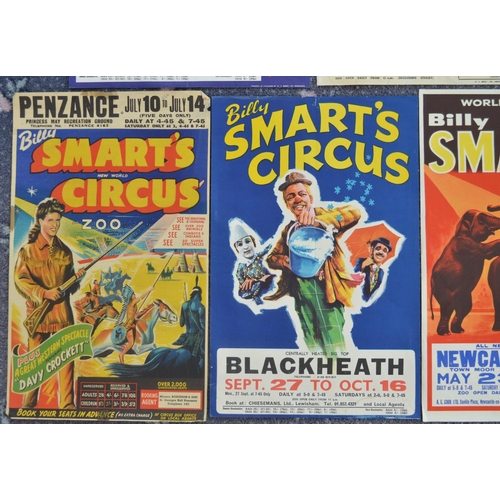 10 - Seven W.E.Berry Billy Smart's Circus advertising posters, size varies but all similar, largest 37x50... 