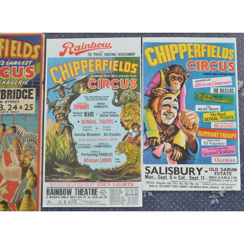 12 - Five Chipperfields's Circus advertising posters to include 4 by W.E.Berry, largest 50x75.5cm