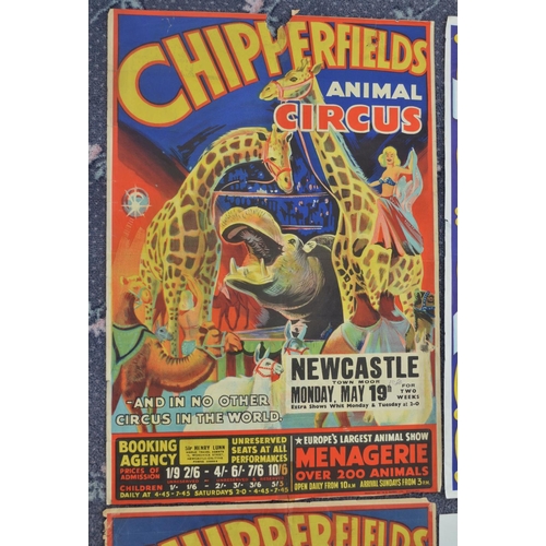 12 - Five Chipperfields's Circus advertising posters to include 4 by W.E.Berry, largest 50x75.5cm