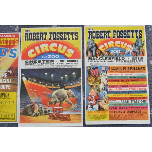 14 - Six Sir Robert Fossett's Circus advertising posters to include 4 by W.E.Berry, larger examples 76x50... 