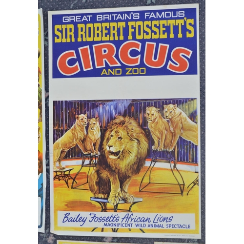 14 - Six Sir Robert Fossett's Circus advertising posters to include 4 by W.E.Berry, larger examples 76x50... 