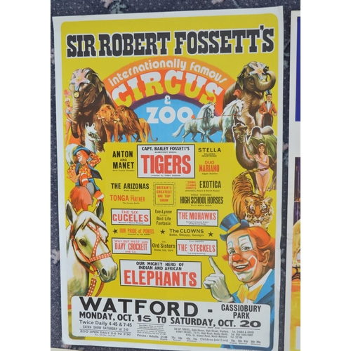 14 - Six Sir Robert Fossett's Circus advertising posters to include 4 by W.E.Berry, larger examples 76x50... 