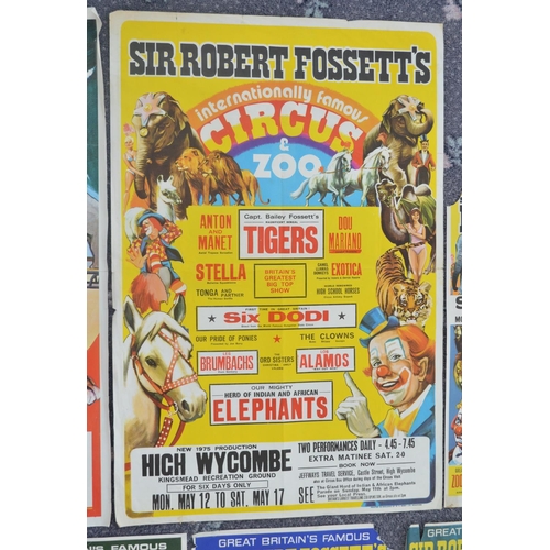 15 - Seven Sir Robert Fossett's Circus advertising posters to include 5 by W.E.Berry, larger example 76x5... 