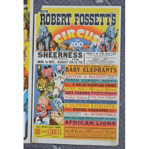 15 - Seven Sir Robert Fossett's Circus advertising posters to include 5 by W.E.Berry, larger example 76x5... 