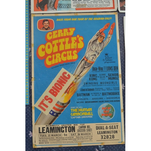 16 - Five Gerry Cottle/Cottle & Austen's Circus advertising posters to include 4 by W.E.Berry, largest ex... 