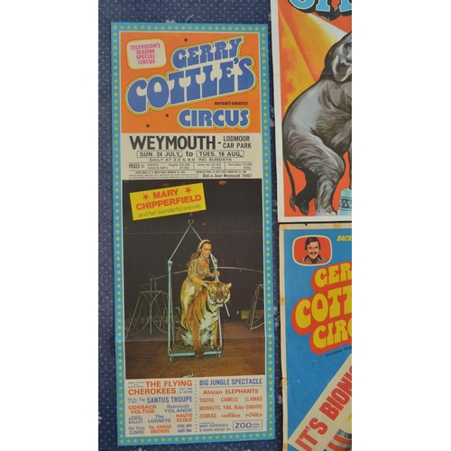 16 - Five Gerry Cottle/Cottle & Austen's Circus advertising posters to include 4 by W.E.Berry, largest ex... 