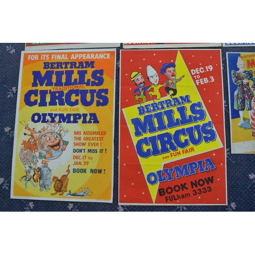 19 - Collection of Bertram Mills Circus advertising posters to include W.E.Berry printed examples, larges... 