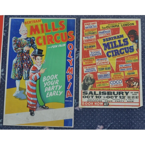 19 - Collection of Bertram Mills Circus advertising posters to include W.E.Berry printed examples, larges... 