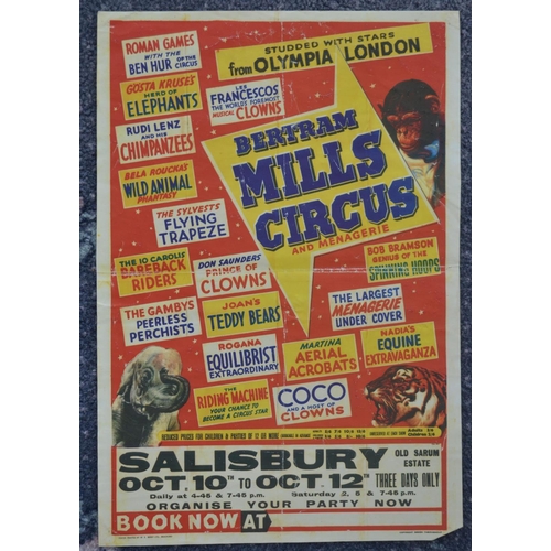 19 - Collection of Bertram Mills Circus advertising posters to include W.E.Berry printed examples, larges... 