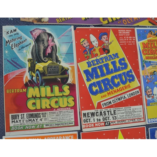 19 - Collection of Bertram Mills Circus advertising posters to include W.E.Berry printed examples, larges... 