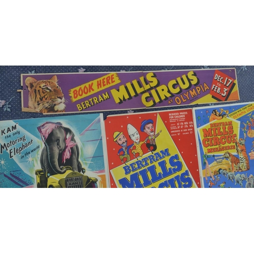 19 - Collection of Bertram Mills Circus advertising posters to include W.E.Berry printed examples, larges... 