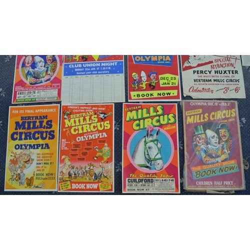 20 - Collection of Bertram Mills Circus advertising posters to include W.E.Berry printed examples, larges... 