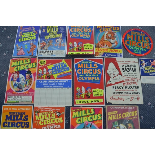 20 - Collection of Bertram Mills Circus advertising posters to include W.E.Berry printed examples, larges... 