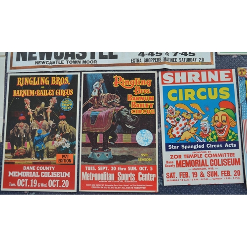 22 - Nine Circus advertising posters to include Sir Robert Fossett's (printed by W.E.Berry), Augusto's, S... 