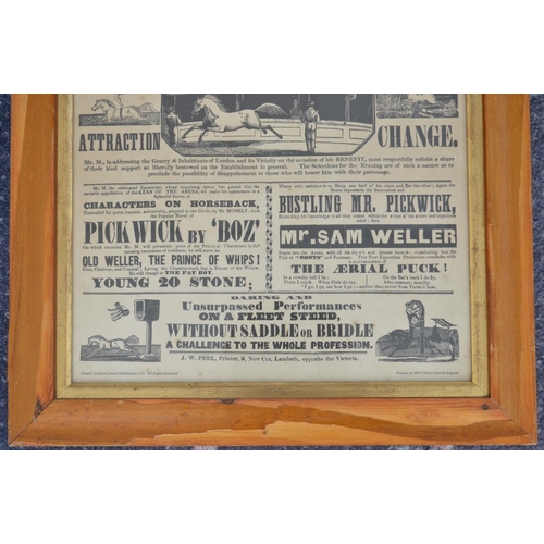 3 - Framed glass fronted attractive black and white printed advertising poster for Batty's Circus, Olymp... 