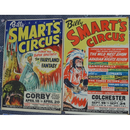 8 - Four W.E.Berry Billy Smart's Circus advertising posters, all approx 76x50.5cm