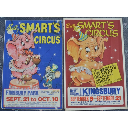 8 - Four W.E.Berry Billy Smart's Circus advertising posters, all approx 76x50.5cm