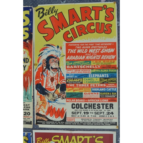 8 - Four W.E.Berry Billy Smart's Circus advertising posters, all approx 76x50.5cm