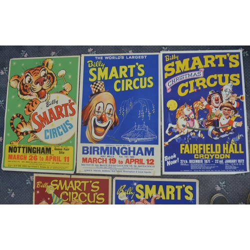 9 - Five Billy Smart's Circus advertising posters to include 4 by W.E.Berry, all approx 76x50.5cm