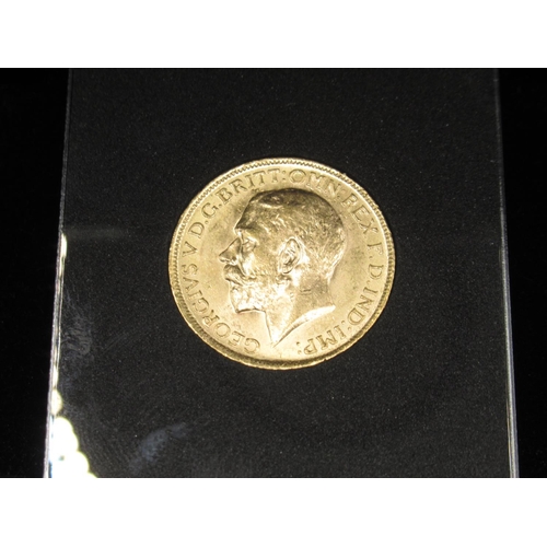 614 - George V 1914 Sovereign, encapsulated, in case with box, COA from The London Mint Office