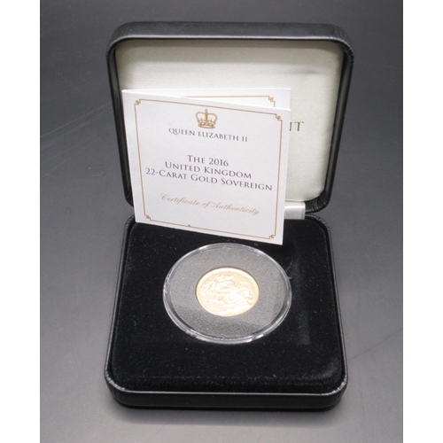 609 - Jubilee Mint - The 2016 United Kingdom 22-Carat Gold Sovereign, encapsulated in case with COA