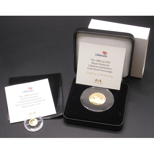 635 - Harrington & Byrne - The Official 2021 Royal National Lifeboat Institution Gold Proof Sovereign and ... 