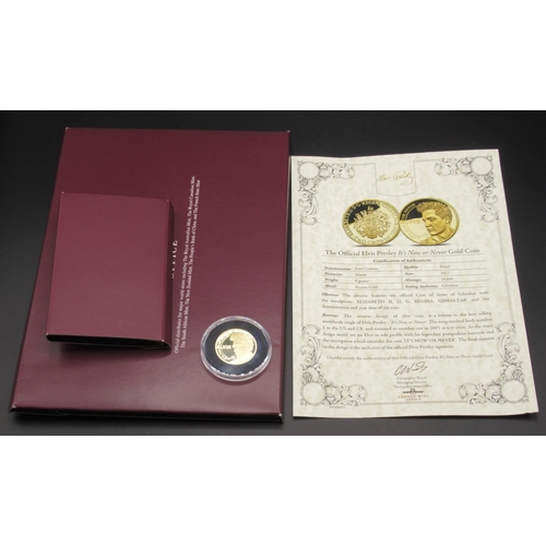 636 - The London Mint Office - The Official Elvis Presley It's Now or Never Gold Coin, encapsulated with C... 