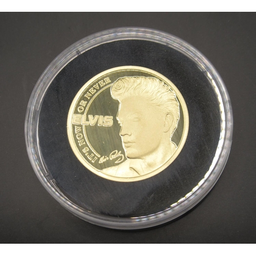 636 - The London Mint Office - The Official Elvis Presley It's Now or Never Gold Coin, encapsulated with C... 