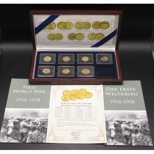 The London Mint Office - WWI Allied and Central Powers 7 Coin Gold Set, encapsulated in case with COA