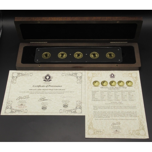 648 - The London Mint Office - Silhouettes of Her Majestys Reign Gold Collection, encapsulated in case wit... 