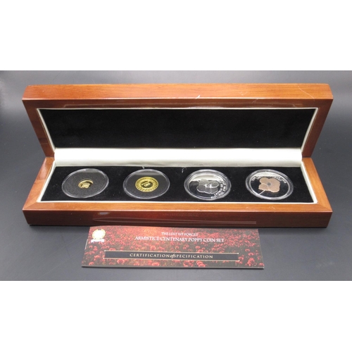 711 - Bradford Exchange - The Lest We Forget Armistice Centenary Poppy Coin set, inc. 2018 Quarter Soverei... 