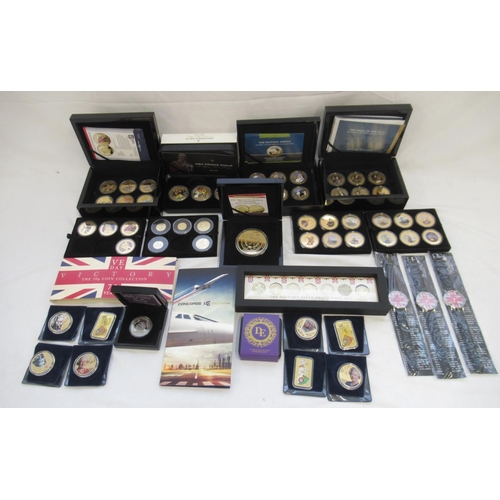 756 - Large collection of plated cupro-nickle, commemorative and other coin sets to inc. Famous Ships of t... 