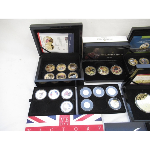 756 - Large collection of plated cupro-nickle, commemorative and other coin sets to inc. Famous Ships of t... 