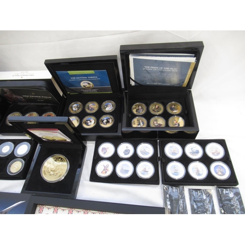 756 - Large collection of plated cupro-nickle, commemorative and other coin sets to inc. Famous Ships of t... 