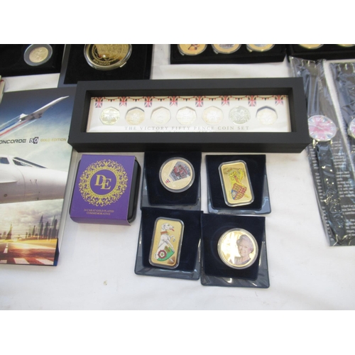 756 - Large collection of plated cupro-nickle, commemorative and other coin sets to inc. Famous Ships of t... 