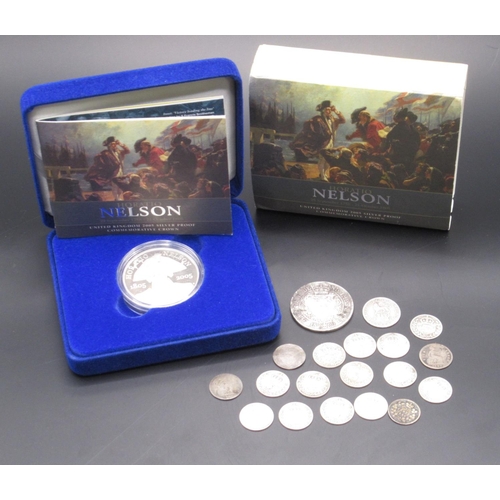 715 - Royal Mint United Kingdom 2005 Horatio Nelson Silver Proof Commemorative Crown (28.28g) and a collec... 