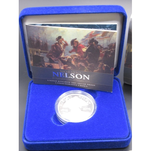 715 - Royal Mint United Kingdom 2005 Horatio Nelson Silver Proof Commemorative Crown (28.28g) and a collec... 