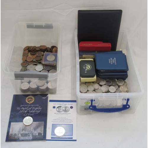 759 - Large collection of British and other coins in 2 boxes