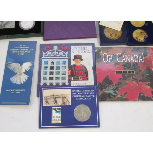 764 - Assorted collection of commemorative and plated coins to inc. The 1947 Platinum Wedding Prestige Coi... 