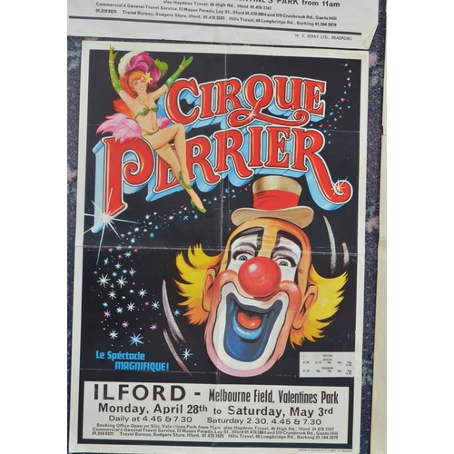 31 - Three circus event advertising posters to include 2x Cirque Perrier (larger 50.5x75.5xm, both printe... 