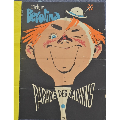 33 - Four international circus advertising posters to include Circus Rancy (69x99.5cm), Zirkus Berolina '... 