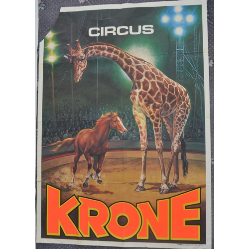 34 - Eight international themed circus advertising posters to include Circus Krone (119.5x84.5cm, note to... 